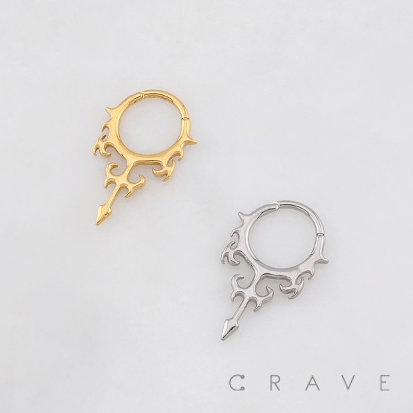GOTHIC HELLFLAME BLADE TRIBAL FLAME 316L SURGICAL STEEL EARRING - 01 (ONE) PIECE GOTHIC HELLFLAME BLADE TRIBAL FLAME 316L SURGICAL STEEL EARRING - 01 (ONE) PIECE